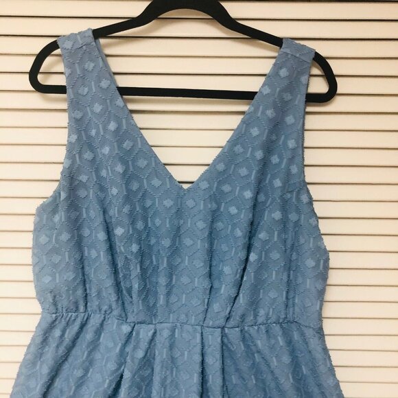 TORRID Lined Tank Dress Women's14 Blue Gray Nubby V-Neck Diamond Texture - Picture 2 of 6